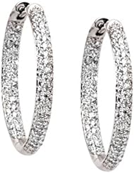 18K White Gold Diamond Hoop Earrings - 1.00 Ct. -- LIFETIME WARRANTY