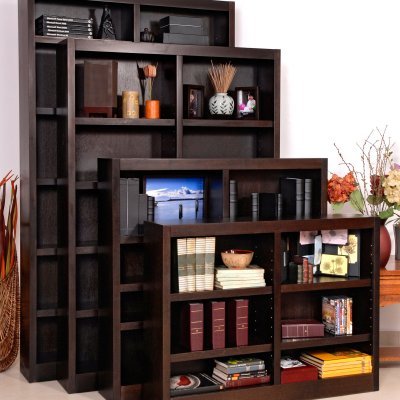 Double Wide Wood Veneer Bookcase - Espresso - MI4884-E