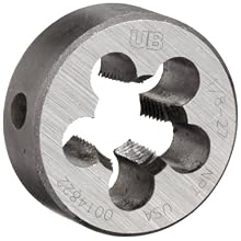 Union Butterfield 2010(NPT) Carbon Steel Round Threading Die, Uncoated (Bright) Finish, 1/8"-27 Thread Size