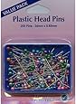Hemline H668.20 Multi-Coloured Nickel/Plastic Head Pins 34mm 200pk In Box