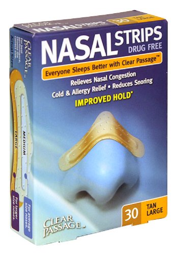 51zpEqEPHcL Clear Passage Drug Free Nasal Strips, Large, Tan, 30 Count