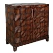 Wooden Weave Chest 2 Doors 36"w Solid Wood Cabinet
