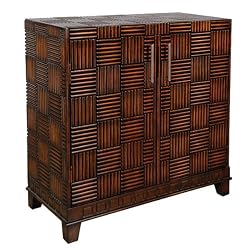 Wooden Weave Chest 2 Doors 36"w Solid Wood Cabinet