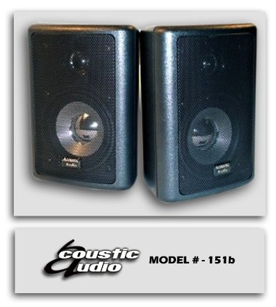 New Pair Black Outdoor Speakers Acoustic Audio 151b NR