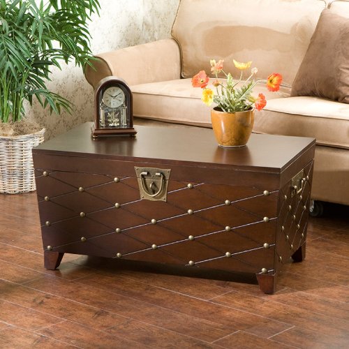 Espresso Nailhead Cocktail Table Trunk
