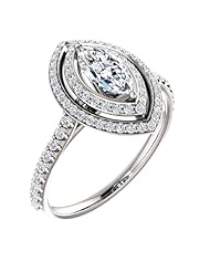 Platinum Marquise Cut Diamond Double-Halo Ring -- LIFETIME WARRANTY