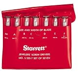 Starrett S555Z-7 Jeweler's Screwdriver Set with Case, 7-Piece