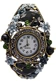 TimerMall OEM - Montre Femme - Quartz - Acier inoxydable - Noirinimaliste Rhin gris Fleur Cercle Dial analogiquesSport Watches