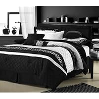 Luxury Home Cheetah 8-Piece Oversized and Overfilled Comforter Set, Black, King