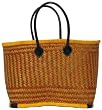 Natural Straw / Beach / Shopper / Tote Bag Large Yellow 21"x14"x11"
