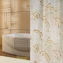 TEXTIL DUSCHVORHANG BRAUN DELPHINE 240 x 180 INKL RINGE