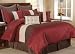 8 pc modern red/ beige/ brown / bed in a bag /comforter set/ queen size bedding/90"x90" comforter