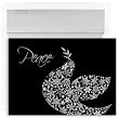 Peace Dove On Black Christmas Cards -