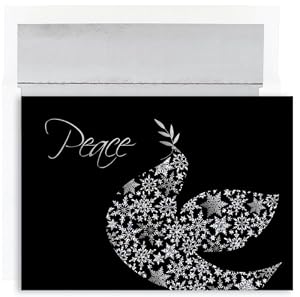 Peace Dove On Black Christmas Cards -