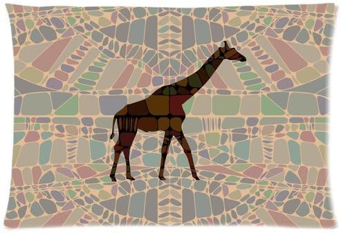 Home Pillow Art Animal Giraffe With Retro Pattern Pillow Case Pillow Soft Bedding 20"X30"(Two Sides)