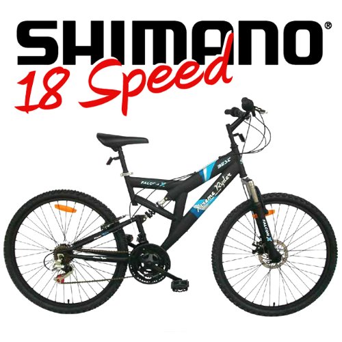 Mountain Bike Black Shimano Dual Suspension 18 Speed 26 Inch