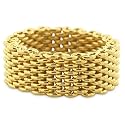 TrendToGo Tiffany Inspired Sterling Silver Somerset Gold Plated Wide Mesh Ring