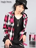 【300016】Jungle Storm ブロックチェック柄 フード付き ダブルライダース ジャケット