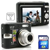 SVP DC-936-Black 9MP 3x Optical Zoom 2.5 LCD Digital Camera with ISO 640, face/smile detection (2GB SVP High Speed SD Memory Card Included)