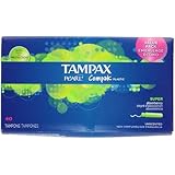 Tampax Pearl Compak Plastic, Super Absorbency, Unscented Tampons, 40 Count (Pack of 2)
