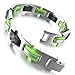 Men's Stainless Steel Rubber Bracelet Link Wrist Silver Black Light Green Punk Rock Biker