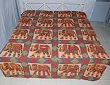 Elephant Design Bedspread Bed Sheet with Multicolor Patch Work