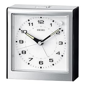 Seiko Bedside Alarm Clock Silver-Tone Metallic Case #QHE040KLH