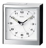 Seiko Bedside Alarm Clock Silver-Tone Metallic Case #QHE040KLH