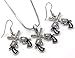 Soulbreezecollection Texas Western Dual Revolver Pistol Gun Pendant Necklace Dangle Earrings Two-Piece Set