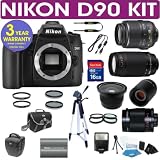 REFURBISHED Nikon D90 Digital Camera + Nikon 18-55mm VR Lens + Nikon 70-300mm Lens + .40x Wide Angle Fisheye Lens + 500mm Mirror Lens + 2x T-Mount Telephoto Lens + Extra Battery + 3 Year Celltime Warranty REFURBISHED Nikon D90 Digital Camera + Nikon 18-55mm VR Lens + Nikon 70-300mm Lens + .40x Wide Angle Fisheye Lens + 500mm Mirror Lens + 2x T-Mount Telephoto Lens + Extra Battery + 3 Year Celltime Warranty