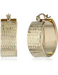 10k Yellow Gold 8.2mm Diamond-Cut Flat Hoop Earrings