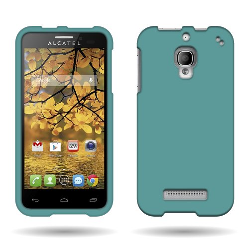 CoverON® Hard Rubberized Slim Case for Alcatel OneTouch Fierce 7024W - with Cover Removal Pry Tool - Teal