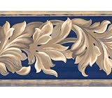 Cobalt Acanthus Leaves Scroll Wallpaper Border