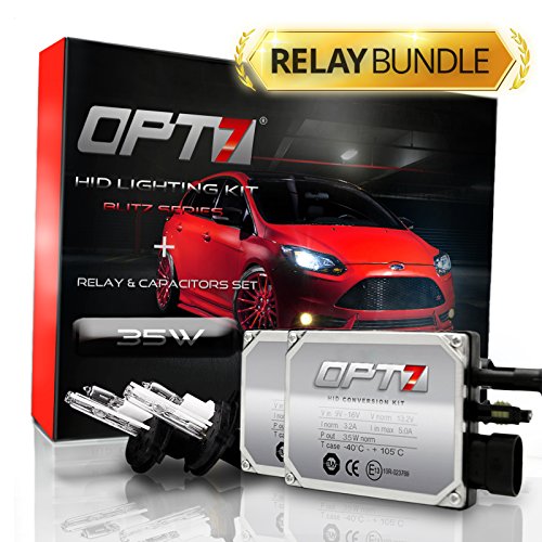 OPT7® Blitz HID Xenon Conversion Kit w/ Relay Harness & Capacitors - 2 Year Warranty - 9007 Hi-Lo (10000K, Deep Blue)