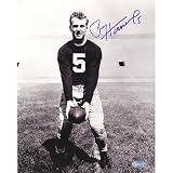 NCAA Paul Hornung ND Holding Football Autographed 8-by-10-Inch Photograph Black& White