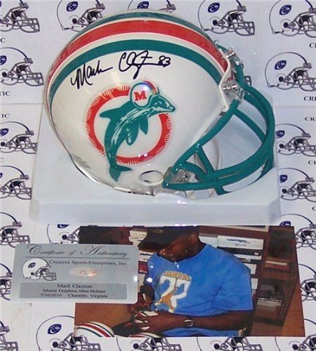 Mark Clayton Autographed/Hand Signed Miami Dolphins Mini Helmet