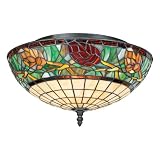 Quoizel TFPC1616VB Pinecone 8-Inch Large Flush Mount with Tiffany Pinecone Art Glass; 488 Pieces of Tiffany Glass, Vintage Bronze Finish