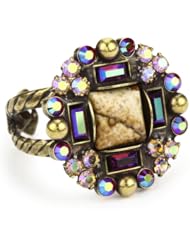 Sorrelli "Tapestry" Crystal and Opaque Gold-Tone Adjustable Ring