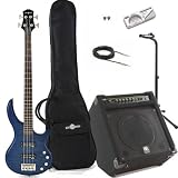 Black Knight CB-42M2 Bass Guitar Blue + BP80 Amp Pack