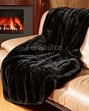 Premium Full Pelt Fur Blankets - Sheared Beaver Black Throw