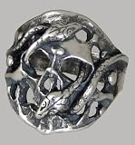 Sterling Silver Skull and Snake Ring [Jewelry]