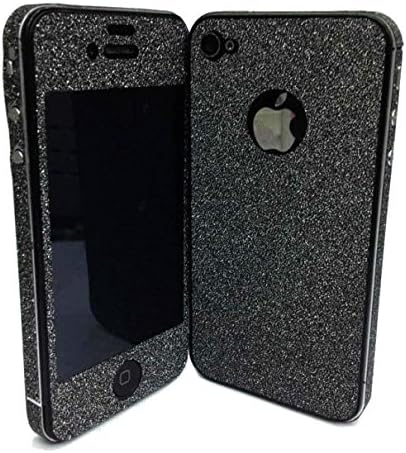 DiaMini iPhone 4 /4S Glitter Full Body Wrap Shining Skin Sticker Protective Decal (For iPhone 4 4S Black)