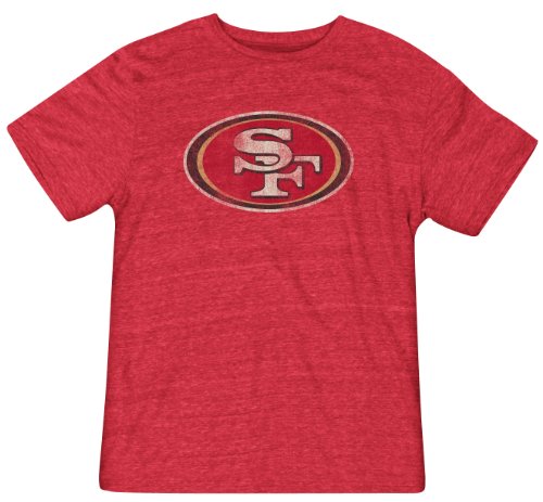 NFL Men's San Francisco 49Ers Bigger Better Logo Tri Blend Tee (Red, Large)