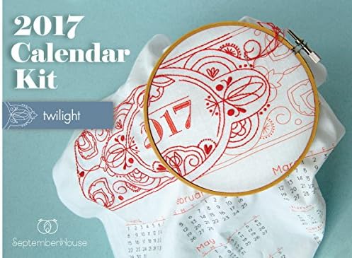 2017 Calendar Hand Embroidery Kit Color:TWILIGHT Blue DIY Fabric Calendar Panel