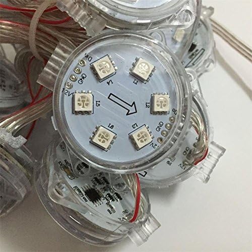 JIAHUA 20pcs 50mm Ws2811 Led Pixel Module IP68 Waterproof Dc12V Full Color Rgb String Christmas Led Addressable With 2811IC 6LEDS/pcs (Flat shell)
