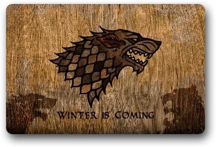 Game Thrones House Stark Wolf Custom Design Non-slip Doormat Fashion Unique Durable Top Doormats Indoor/Outdoor Machine-washable Door Mat Gate Pad 23.6x15.7 Inches