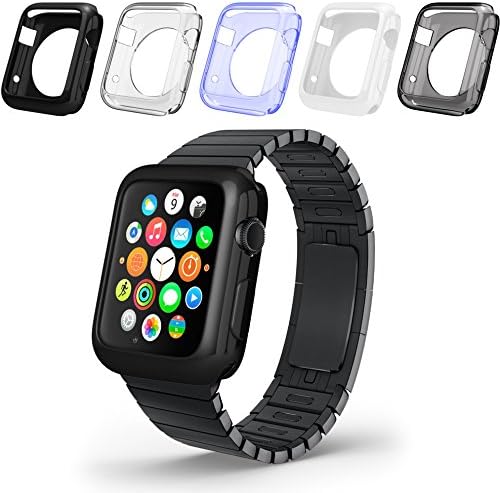 Apple Watch Case by La Zuzzi, 5 Soft Covers, 38mm, for Apple Watch Sport, Apple Watch &amp; Edition, Anti Scratch Protection Cover, Colors Include Clear Black White Grey Blue, Match Colors With Your iPhone Case, New in Apple Watch Accessories!