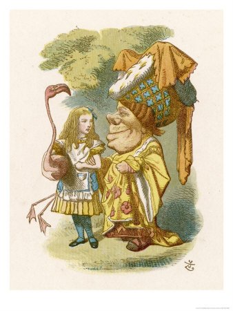 Alice Plays Croquet with the Duchess Using a Flamingo