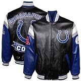 Indianapolis Colts Black Pleather Varsity Full Zip Jacket (Small)
