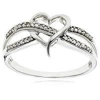 14k White Gold Diamond Heart Ring (1/10 cttw, H-I Color, I2 Clarity), Size 7